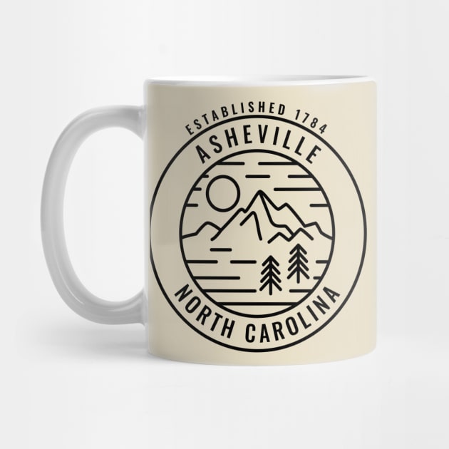 Vintage Asheville North Carolina Minimalist Outdoor by BackintheDayShirts